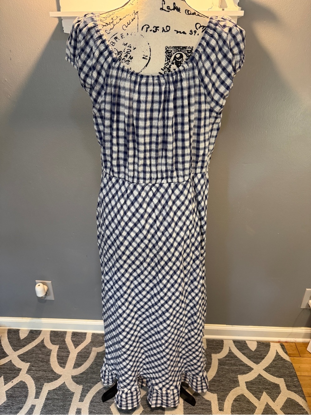 UNIVERSAL THREAD NAVY & WHITE GINGHAM MAXI DRESS SZ XXL - Picture 6 of 8